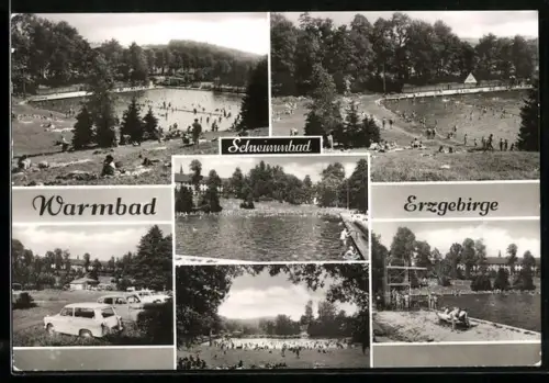 AK Warmbad /Erzgebirge, Schwimmbad mit Liegewiesen