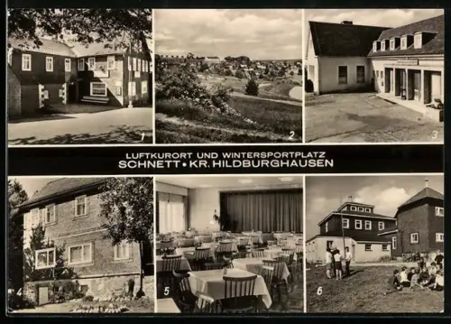 AK Schnett /Hildburghausen, Gast- und Pensionshaus Spindler, Kultursaal, Jugendherberge Ernst Heilmann