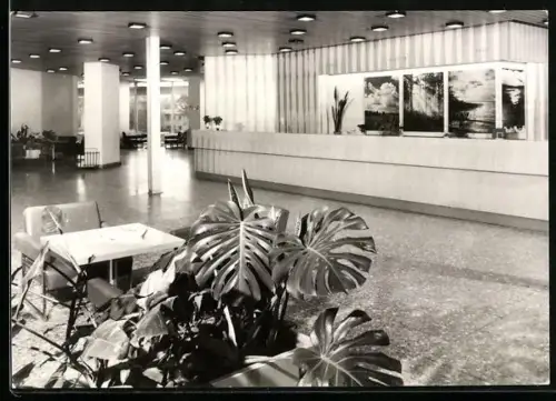 AK Klink /Waren, FDGB-Ferienobjekt Erholungsheim Herbert Warnke, Empfang