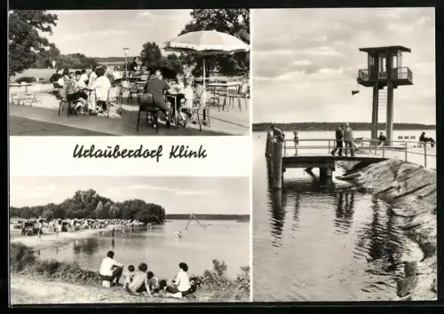 AK Klink, Gasthaus-Terrasse, Strand, Badestelle, Aussichtsturm
