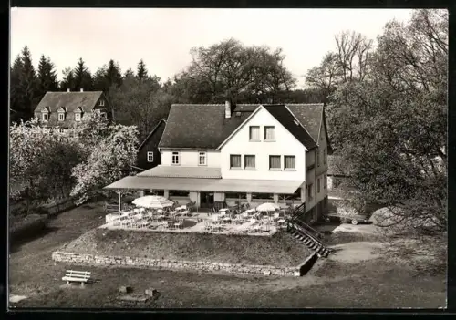 AK Obersensbach /Odenwald, Höhenpension Reussenkreuz K. Kroll aus der Vogelschau