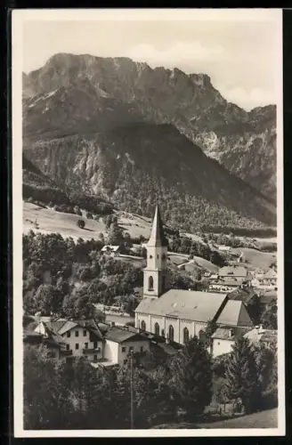 AK Schellenberg /Berchtesgaden, Ortsansicht mit Gebirgspanorama