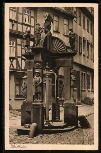 AK Wertheim a. M., Blick auf den Engelsbrunnen