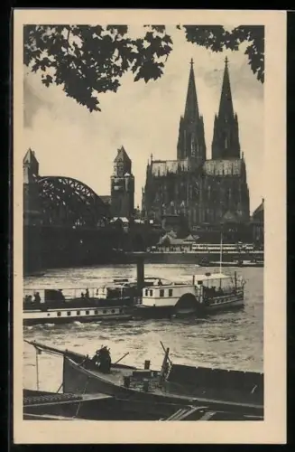 AK Köln, Dom mit Hohenzollernbrücke