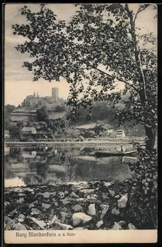 AK Blankenstein /Ruhr, Burg Blankenstein von der Ruhr aus, Gasthof G. vom Stein Jr.