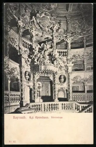 AK Bayreuth, Kgl. Opernhaus, Fürstenloge, Innenansicht
