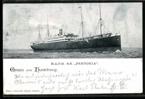 AK Passagierschiff S.S. Pretoria der H.A.P.G. auf See