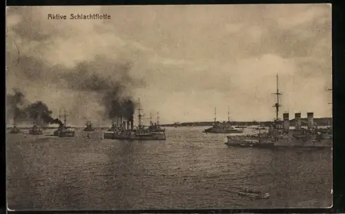 AK Aktive Schlachtflotte, Kriegsschiffe der Kaiserlichen Marine im Hafen