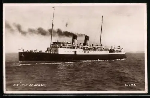 AK Passagierschiff S.S. Isle of Jersey über den Achtersteven fahrend
