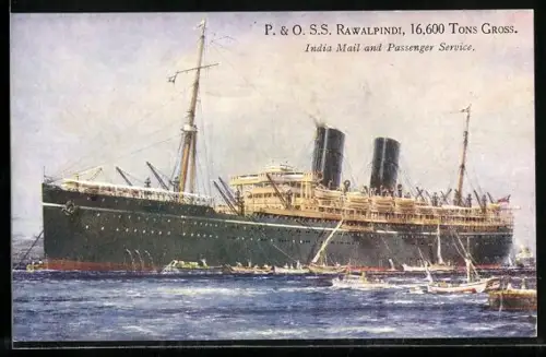 AK Passagierschiff SS Rawalpindi vom India Mail and Passenger Service, 16.600 BRT