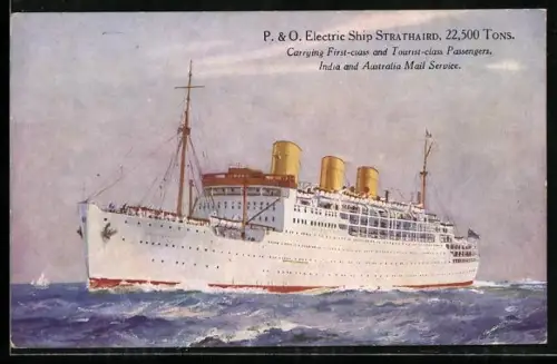 AK Passagierschiff P. & O. Electric Ship Strathaird auf See, 22.500 BRT