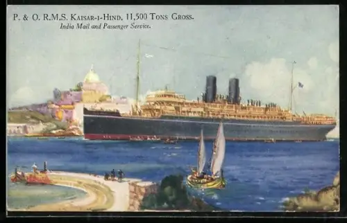 AK Passagierschiff RMS Kaisar-I-Hind den Hafen verlassend