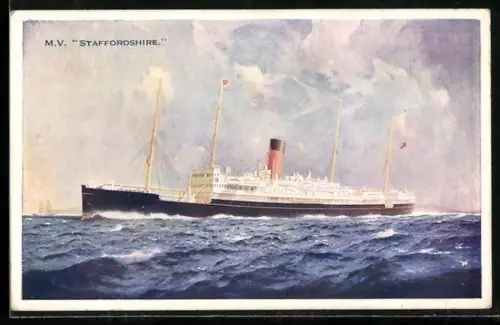AK Passagierschiff M.V. Staffordshire auf hoher See