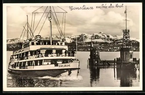 AK Constance, Entrée du port, Bodensee-Passagierschiff Karlsruhe