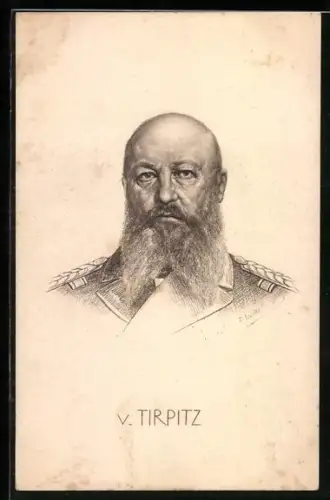 AK Portrait Grossadmiral Alfred v. Tirpitz in Uniform