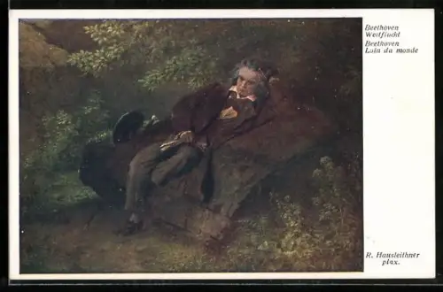 AK Beethoven am Nachdenken in einem Wald