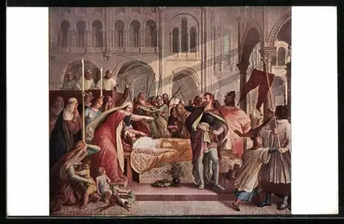 AK Das Bahrgericht, Kriemhilde erkennt Hagen als Mörder, Nibelungen