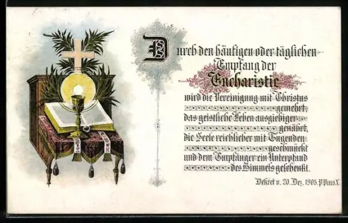 AK Dekret v. 20. Dezember 1905 v. Pius X, Durch den häufigen oder täglichem Empfang der Eucharistic..