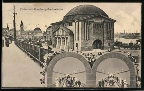 AK Hamburg-St. Pauli, Blick in den Elbtunnel