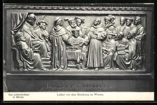 AK Worms, Luther vor dem Reichstag am Lutherdenkmal