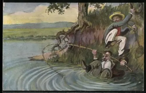 AK Fischer ist beim Angeln ins Wasser gefallen