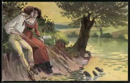 AK Fische schauen zu einem sich küssenden Paar