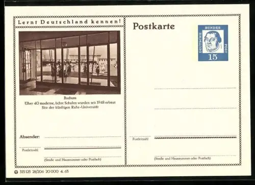 AK Bochum, Sitz der künftigen Ruhr-Universität, Ganzsache Lernt Deutschland kennen