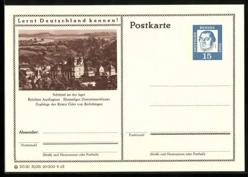 AK Schöntal an der Jagst, Ehemaliges Zisterzienserkloster, Ganzsache Lernt Deutschland kennen