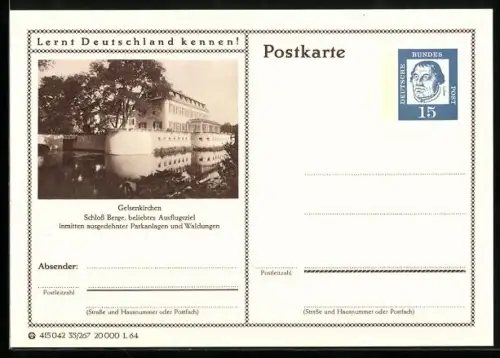 AK Gelsenkirchen, Schloss Berge, Ganzsache Lernt Deutschland kennen