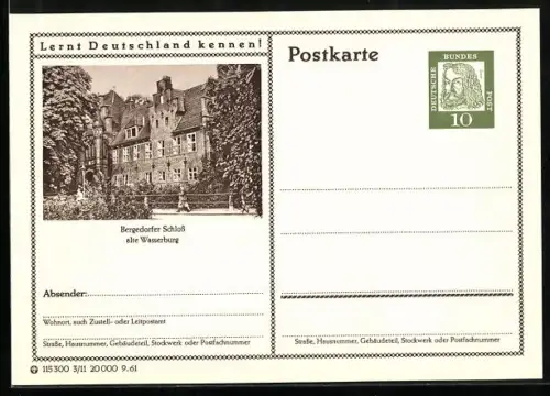 AK Bergedorf, Bergedorfer Schloss, Alte Wasserburg, Ganzsache Lernt Deutschland kennen