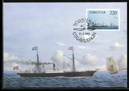 Maximum-AK Foroyar, Dampfschiffe auf Färörfahrt