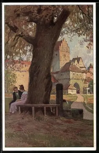 Künstler-AK Paul Hey: Verein für das Deutschtum im Ausland, Am Brunnen vor dem Tore