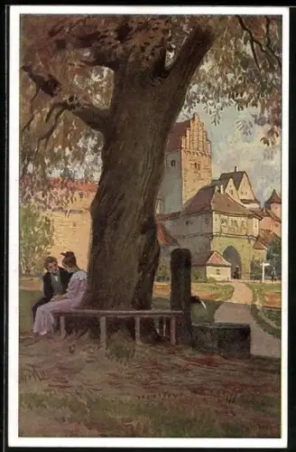 Künstler-AK Paul Hey: Verein für das Deutschtum im Ausland, Am Brunnen vor dem Tore