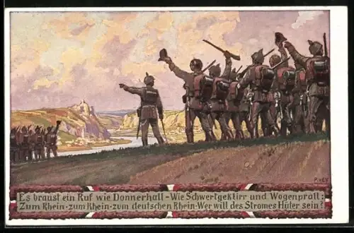 Künstler-AK Paul Hey: Verein für das Deutschtum im Ausland, Es braust ein Ruf wie Donnerhall