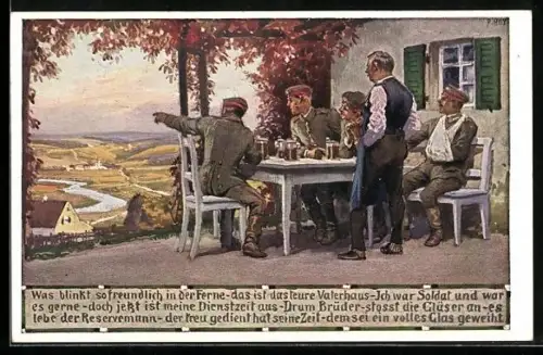 Künstler-AK Paul Hey: Verein für das Deutschtum im Ausland, Soldaten nach dem Krieg