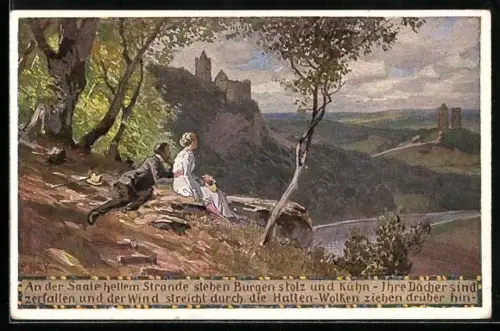 Künstler-AK Paul Hey: Verein für das Deutschtum im Ausland, Pärchen geniesst den Ausblick