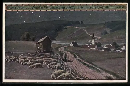 Künstler-AK Paul Hey: Verein für das Deutschtum im Ausland, Schlafende Schafe auf einer Weide