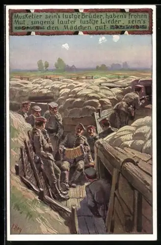 Künstler-AK Paul Hey: Verein für das Deutschtum im Ausland, Unsere Feldgrauen im Graben