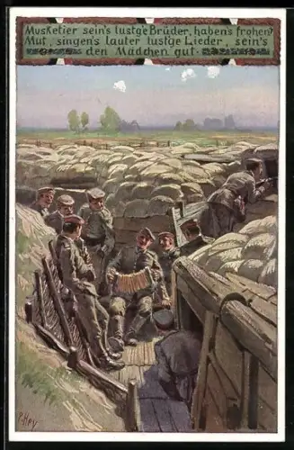 Künstler-AK Paul Hey: Verein für das Deutschtum im Ausland, Unsere Feldgrauen im Graben