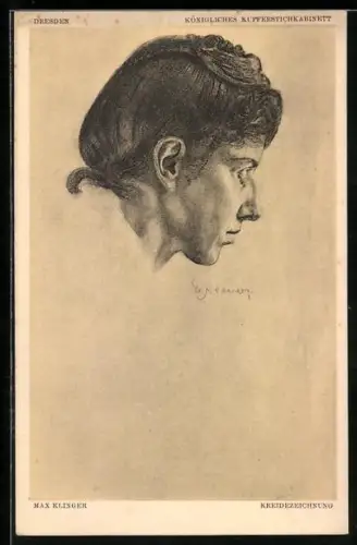 Künstler-AK Max Klinger: Porträt einer Frau im Profil