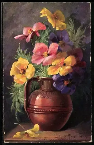 Künstler-AK Mary Golay: Bunter Blumenstrauss in einer Vase