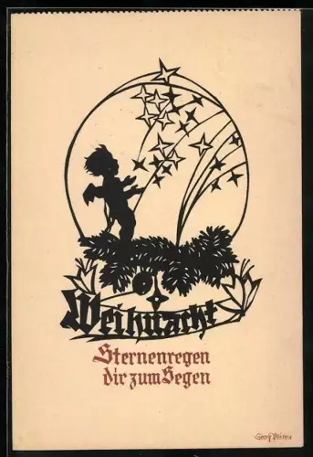 Künstler-AK Georg Plischke: Kleiner Engel unter einem Sternschauer