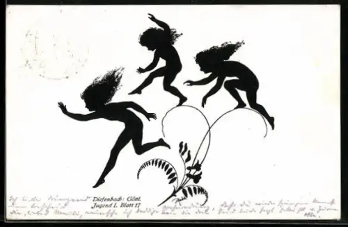 Künstler-AK Diefenbach: Schattenbild, Spielende Mädchen