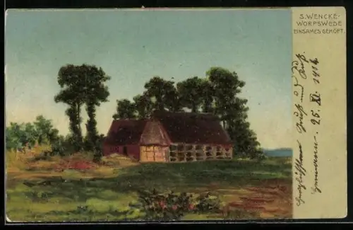 Künstler-AK Sophie Wencke: Gehöft in grüner Lanschaft