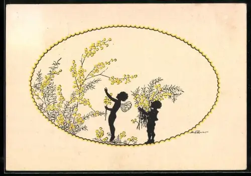 Künstler-AK Elsbeth Forck: Elfen pflücken schöne Blumen