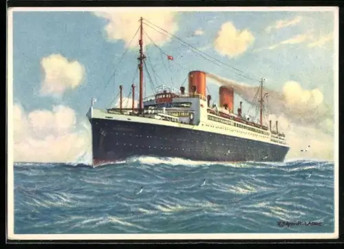 Künstler-AK Robert Schmidt: Nordd. Llyod Bremen, Postdampfer Stuttgart