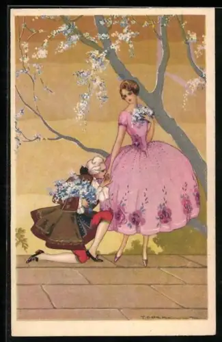 Künstler-AK Tito Corbella: Handkuss, junge Dame und Kavalier