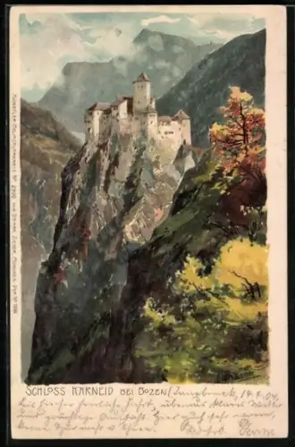 Künstler-AK Zeno Diemer: Bozen, Blick auf das Schloss Karneid