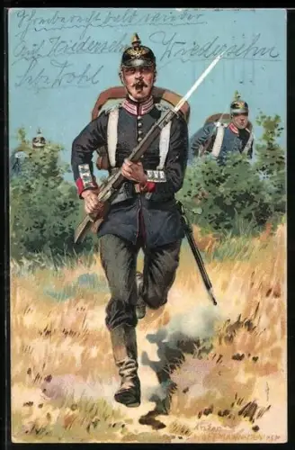 Künstler-AK Anton Hoffmann - München: Badischer Militär-Vereins-Verband, Regiment 169, Soldat in Uniform mit Gewehr