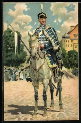 Künstler-AK Anton Hoffmann - München: Der Soldat zu Pferd in seiner festlichen Uniform